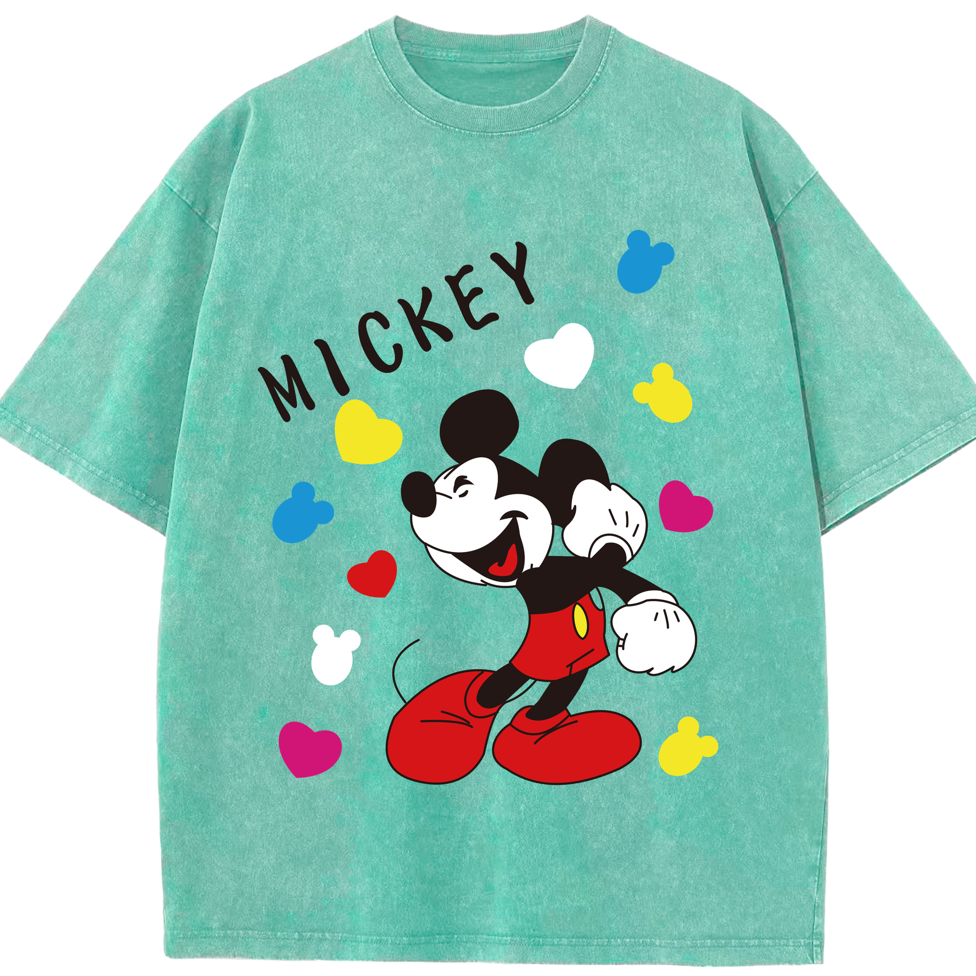 （画像用） ミッキーマウス Mickey Mouse 綿100% ヴィンテージ風 半袖Tシャツ（フロントプリント）